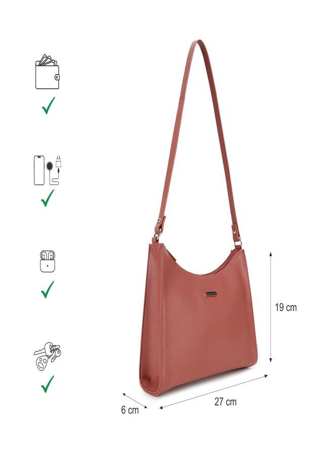 Fastrack Textured Structured Shoulder Bag for Women, Girls and Ladies | Ladies Purse Handbag Pink - Image 4